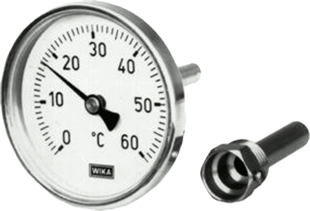 Термометр накладной A4611 темп. диапазон 0...+120°С,ф80мм, (3902030/36698734/36786105) диаметры труб от 1" до 2"